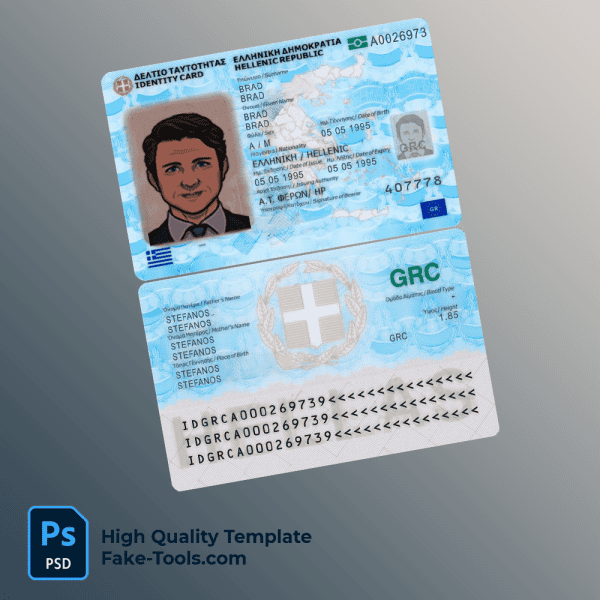 Greece id card PSD template