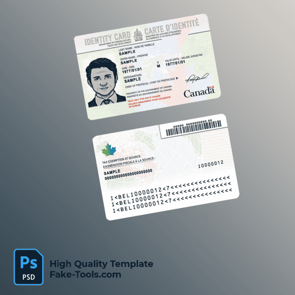 Canada id card psd template